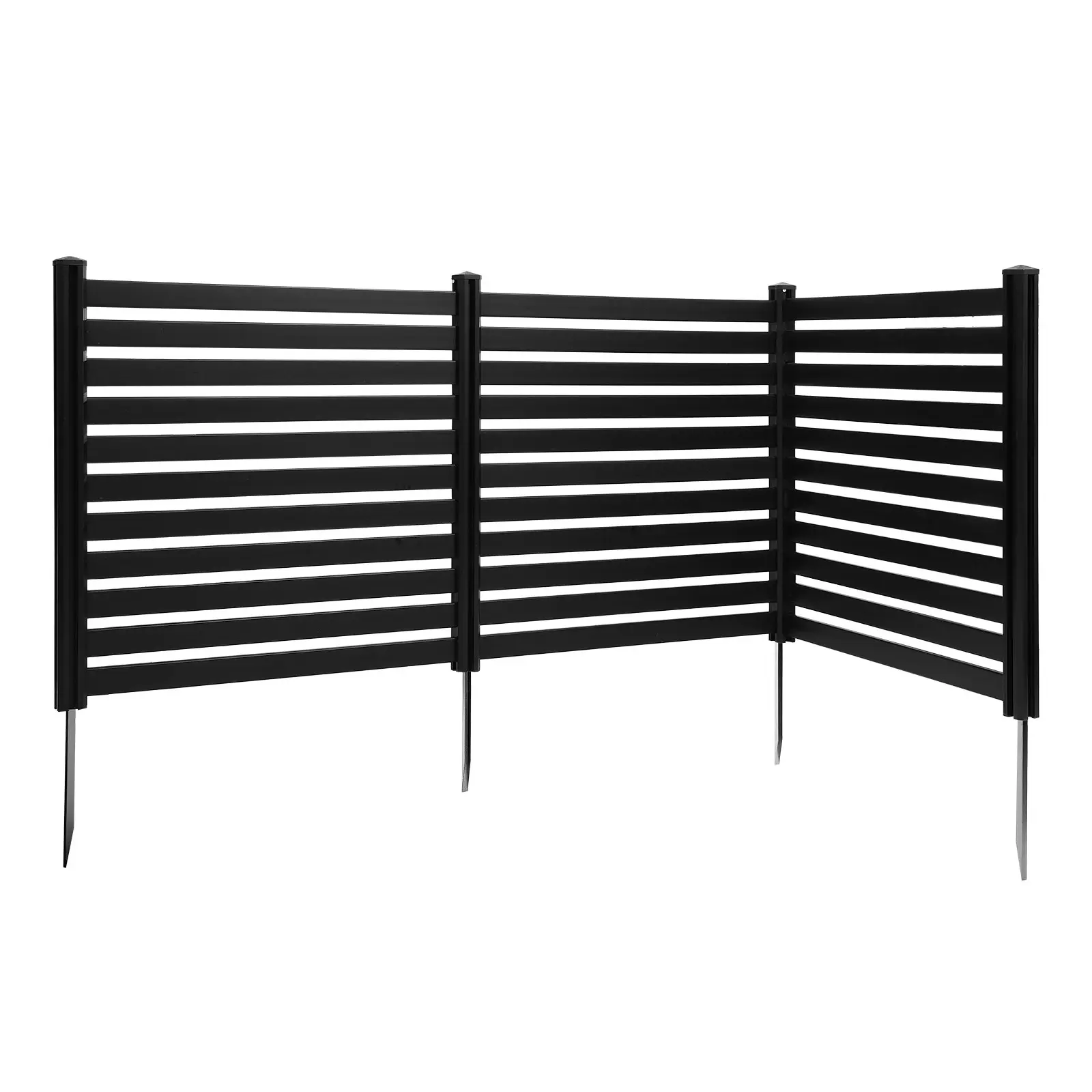 VEVOR 3-Panel Outdoor Privacy Screen, 50 x 48 in Water Resistant Vinyl Lattice Vent Fence with 27.56 in Ground Stakes, Weatherproof Black PVC Enclosure for Trash Can, A/C Units & Pool