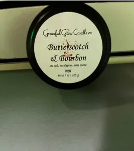 Graceful Glow Candle Co Butterscotch & Bourbon Candle 7.5 oz Premium Soy Coconut Wax Blend for Cozy Nights & Intimate Gatherings Luxurious Aroma