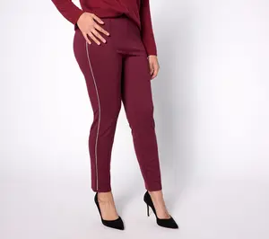 Isaac Mizrahi Live! Regular Knit Ponte Pants with Rhinestone