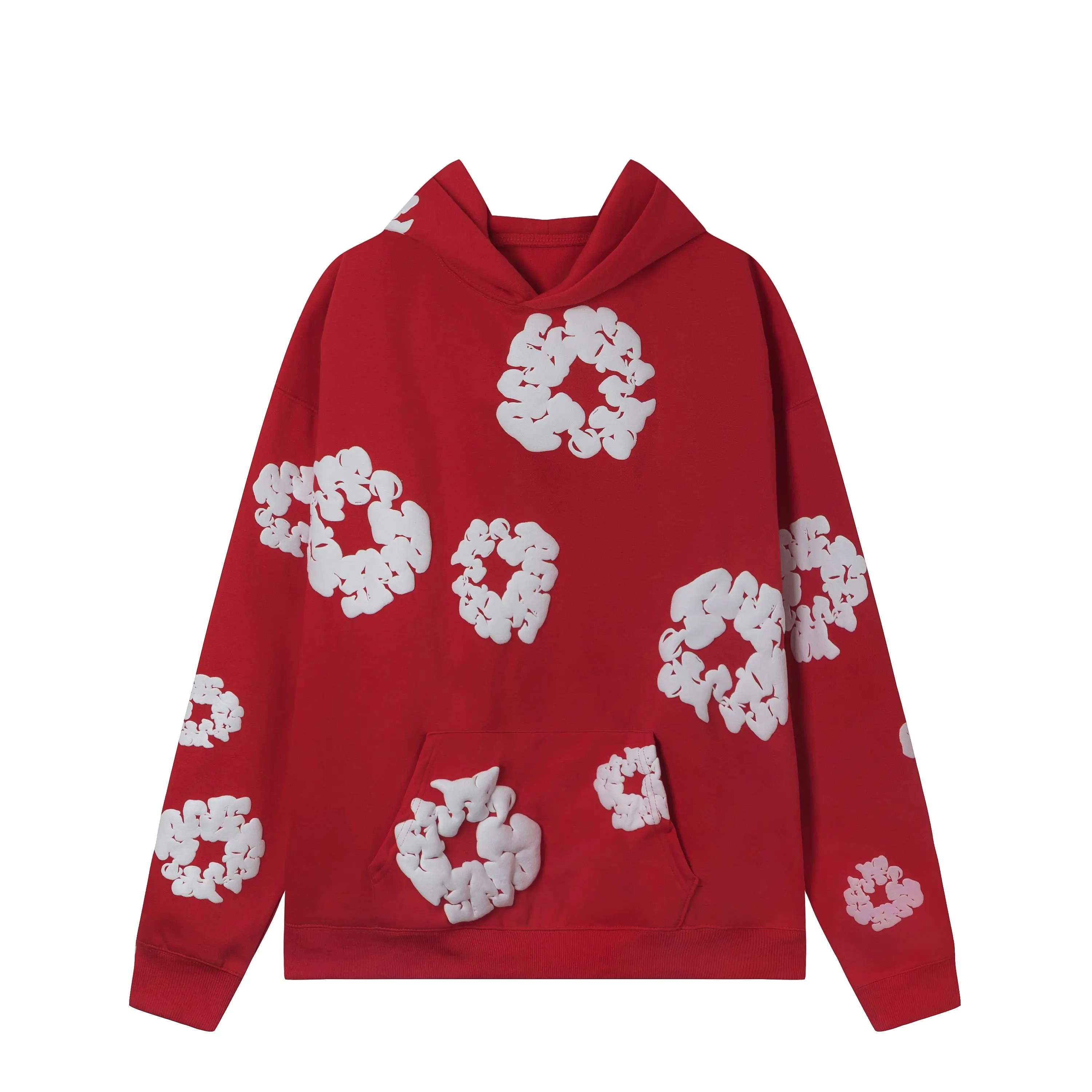 Cotton Wreath Graphic Hoodie Unisex Vintage Streetwear Pullover
