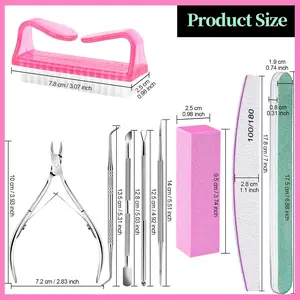 12Pcs Nail Care Kit with 3Pcs Nail Files 100/180, Nail Buffer Block, Cuticle Nippers, Cuticle Trimmer, Cuticle Pusher, Nail Tools, Nail Kit, Pendicure & Manicure Tools, Nail Prep Kit, Manicure Kit for Women