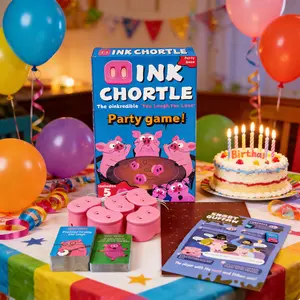 Pig Snort Challenge Party Card Game, Family Entertainment with 150 Challenge Cards & 5 Pig Noses, Suitable for 4-8 Players, Family Fun Game