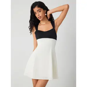 Cider [size 0-10] Two Tone Zipper Ruffle Mini Dress Dealsforyou