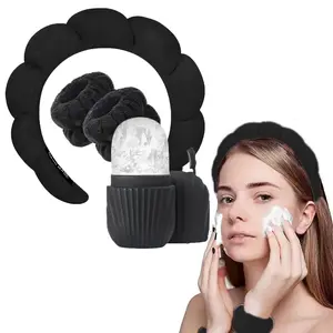 Facial Ice Roller & Cloud Shaped Headband & Wrist Strap Set, 4 Counts/set Face Care Tool for Women, Professional Skincare Tools for Daily Use, Face Lifting Roller