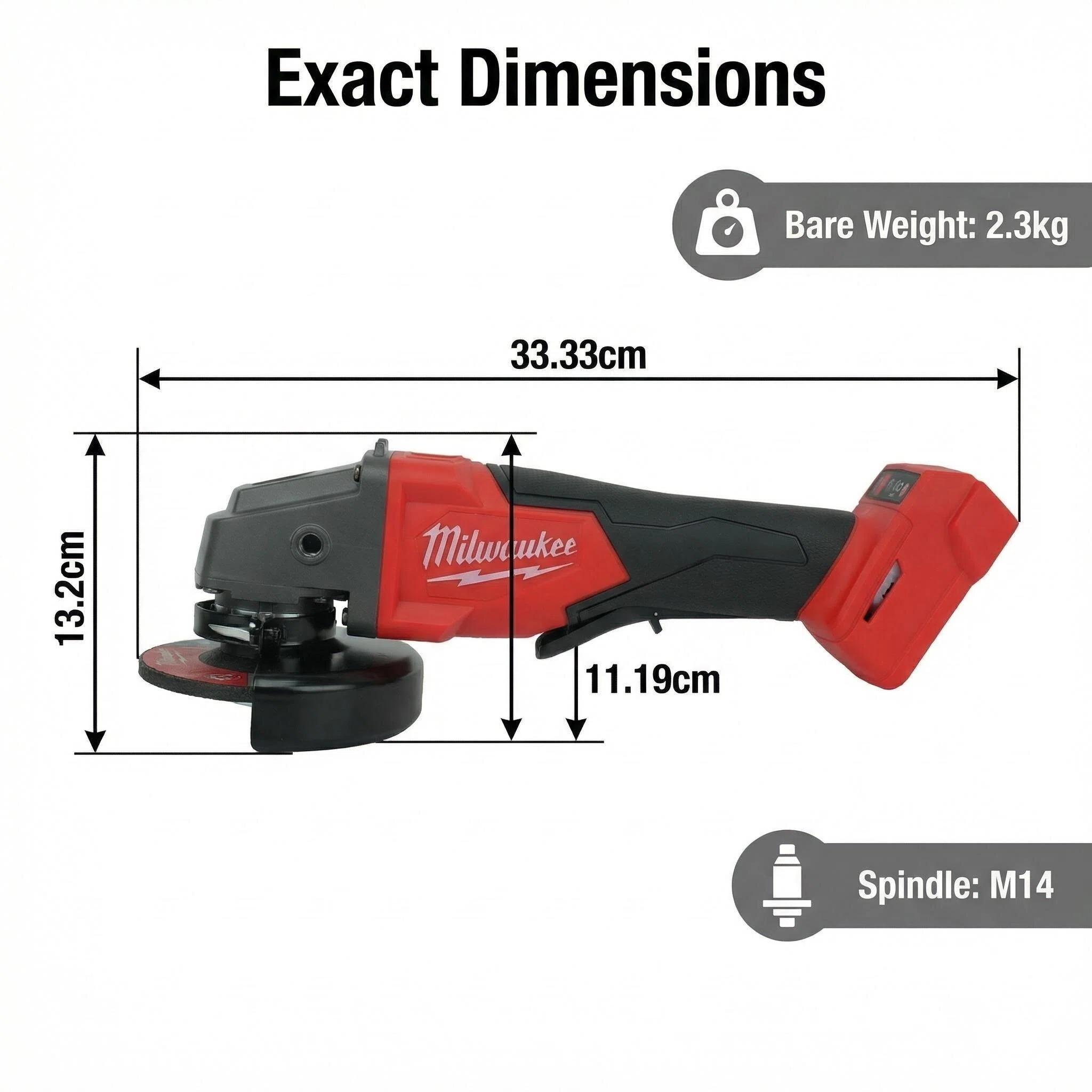 Milwaukee 125mm Brushless Angle Grinder 18V Power professional tool m14 spindle