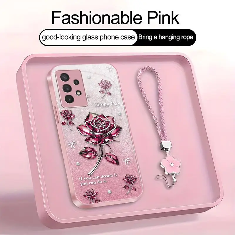 Suitable for [Galaxy A32 5g] high-end women's phone case🤩,exquisite rose pattern, sophisticated yet elegant，drop-resistant, affordably priced，fingerprint-resistant  YM99