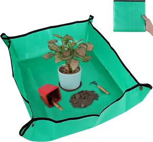 Plant Repotting Mat for Indoor Plants Potting Soil Mix, Waterproof Plant Repotting/Potting Tray, Potting Mat Gardening Tray for Indoor Potting Succulents Cactus Orchid Pots (26.8" x 26.8")