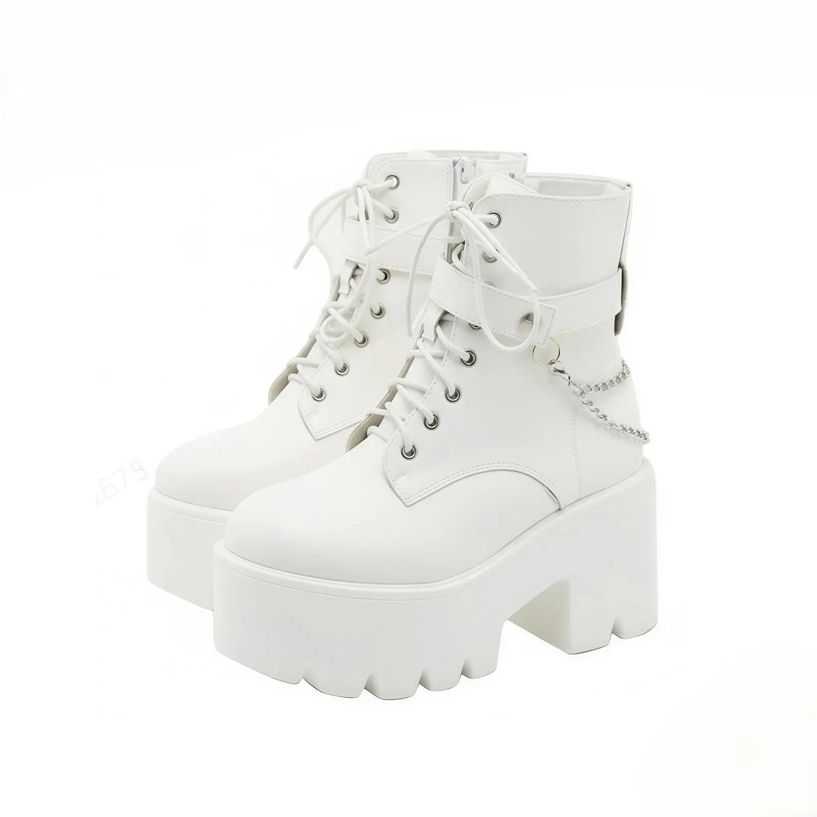 Ankle Boots for Women Goth Boot Round Toe Chunky Block High Heel Lace Up Side Zipper Combat Punk Party Rave Concert Motorcycle Trendy Gothic Booties tiktok shop back to school