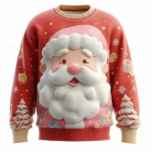 2025 Christmas Santa Sweatshirts Long Sleeve Funny Graphic Print Top Holiday Hoodie Party Seasonal Fashion Style Unisex Pullover