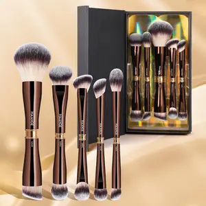 MAANGE 5pcs Dual-End Metal Tube Makeup Brushes Gift Set, Cosmetic Brush Set, Foundation Brush Powder Brush Contour Brush Concealer Brush Blush Brush Eyeshadow Brush, Perfect for Professional and Everyday Use, Makeup Brushes Kits