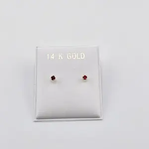 14k Gold Earrings Red - Simple Design Featuring 14 K Gold Marking