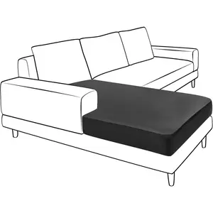 Couch Covers for Sectional Sofa L Shape PU Cushion Slipcover-Elastic RV Chaise Seat Cover Protector Slip Cover for Settee in Living Room(XXL, Black