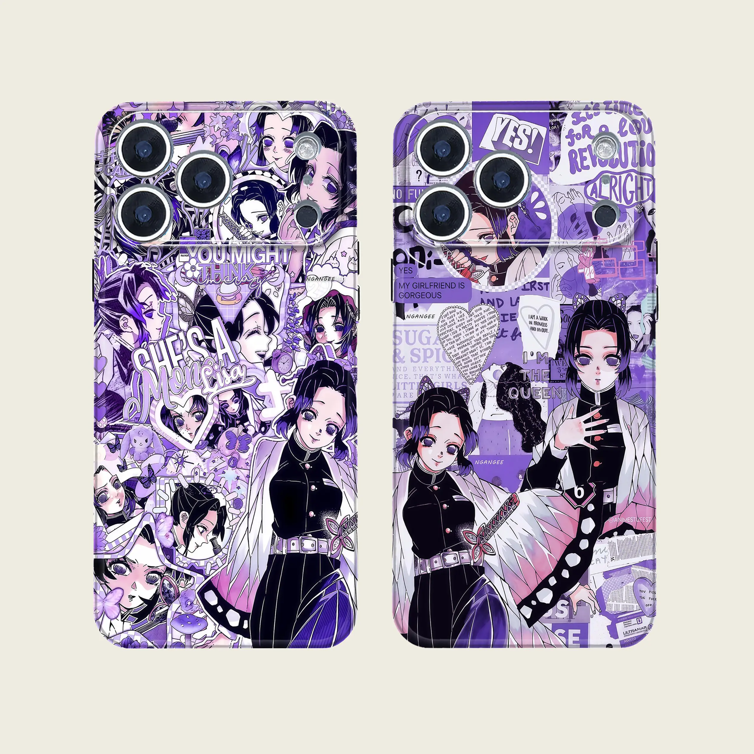 DS Anime-Style SHINOBU Custom Case for iPhone 11 12 13 14 15 16 PLUS 17 17AIR 17 PRO MAX CASE GMPT15&16&18&21&22&23&28&29