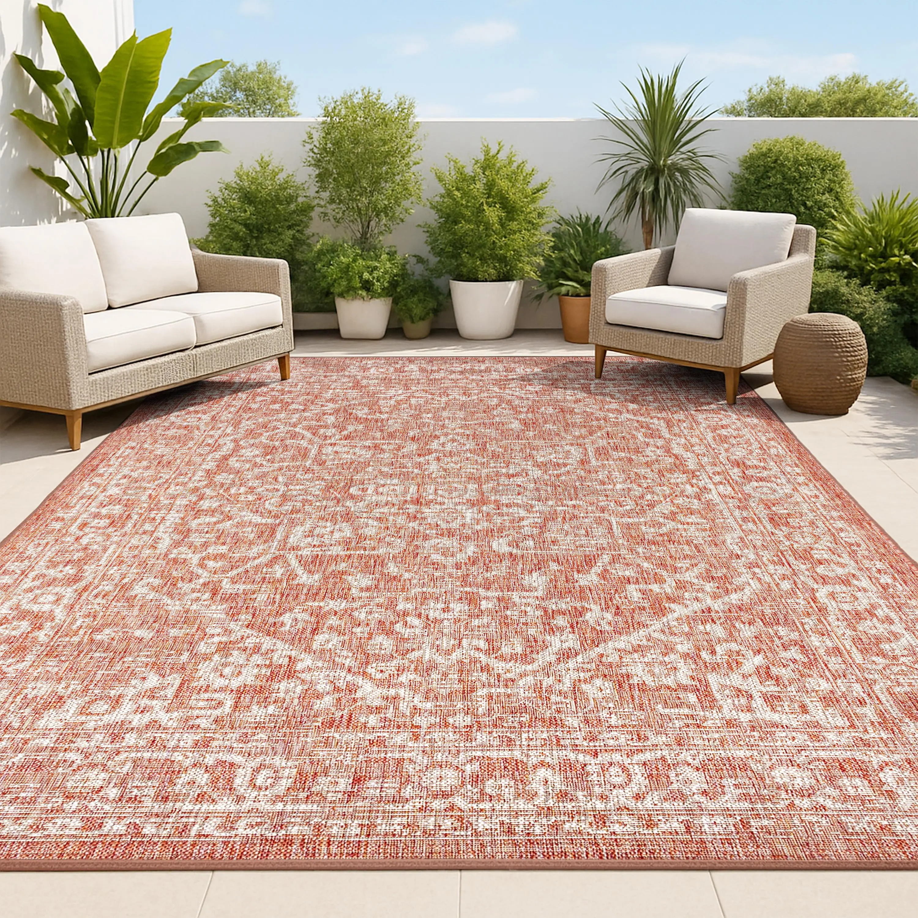 JONATHAN Y Malta Bohemian Medallion Textured Weave Indoor/Outdoor Area Rug; for Living Room, Kitchen, Bedroom, Dining Room, Patio, Porch, Backyard