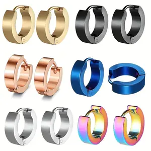 1 Pairs Stainless Steel Small Hoop Earrings Huggie Earrings Set Multicolor Hoop Ear Piercing Jewelry Decor