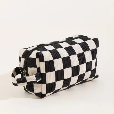Plaid Pattern Makeup Bag, Casual Zipper Pouch, Versatile Cosmetic Storage Bag for Travel & Daily Use, Makeup Organizers