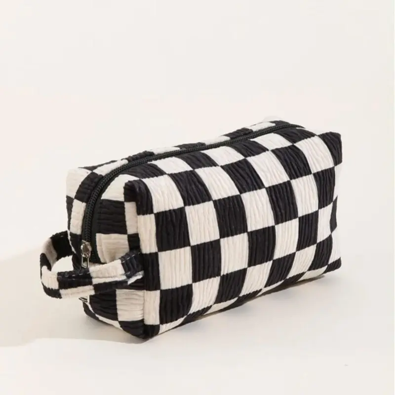 Plaid Pattern Makeup Bag, Casual Zipper Pouch, Versatile Cosmetic Storage Bag for Travel & Daily Use, Makeup Organizers