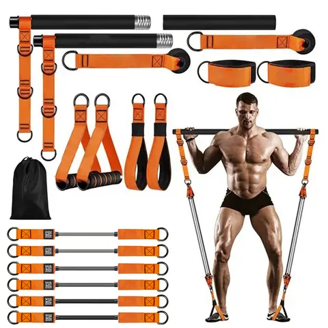 Pilates Bar Kit, with Resistance Bands, Pilates Equipment Set, Pilates Bar for Women & Men, Pilates kit for Full-Body Workouts, Home Gym Strength Training Equipment, Multifunctional Pilates Gear