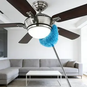 Ceiling Fan Dust Collector, Home cleaning tool with retractable lockable brush heads, detachable feather duster for home cleaning tasks, for ceiling fan and glass cleaning, fits daily cleaning routines in bedrooms and kitchens