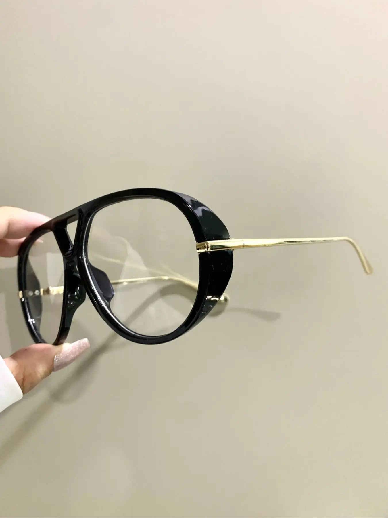 High-End Large Frame Double Beam Glasses, Fashionable Metal Frame Legs Stylish Eyeglass, Trendy Decorative Eyeglasses for Men and Women, Fashionable Frames Glasses, Stylish Trendy Eyewear