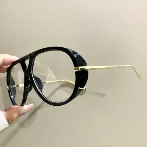High-End Large Frame Double Beam Glasses, Fashionable Metal Frame Legs Stylish Eyeglass, Trendy Decorative Eyeglasses for Men and Women, Fashionable Frames Glasses, Stylish Trendy Eyewear