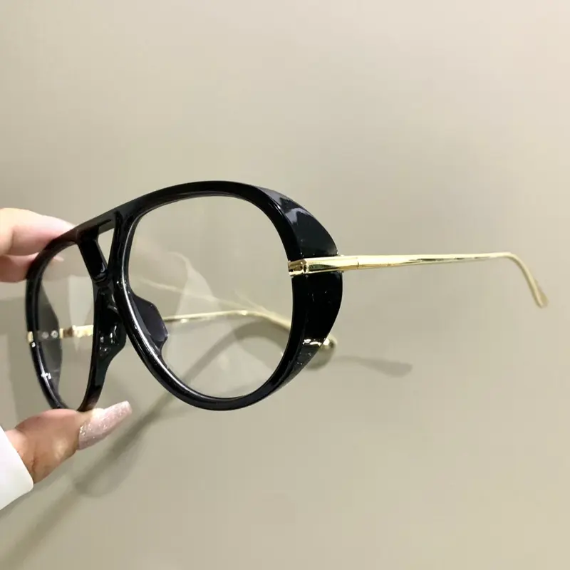 High-End Large Frame Double Beam Glasses, Fashionable Metal Frame Legs Stylish Eyeglass, Trendy Decorative Eyeglasses for Men and Women, Fashionable Frames Glasses, Stylish Trendy Eyewear