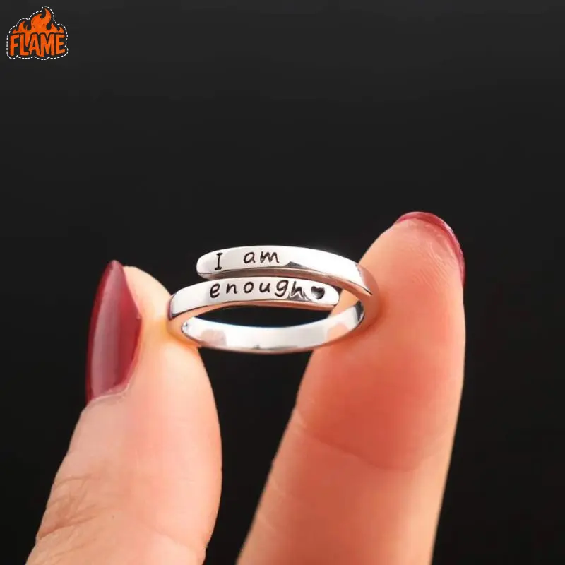 Women's S925 Sterling Silver Ring, "That's Enough for Me" Inscription, Simple and Stylish Band for Daily Wear, Fashion Jewelry, Rings for Women, Elegant