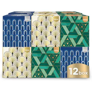 Kleenex Cube Soft Facial Tissues, 3-Ply, Assorted Designs and Colors, 56 Count, Pack of 12