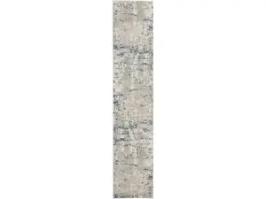 HomeRoots 527675 10 ft. Abstract Power Loom Runner Rug, Blue & Gray