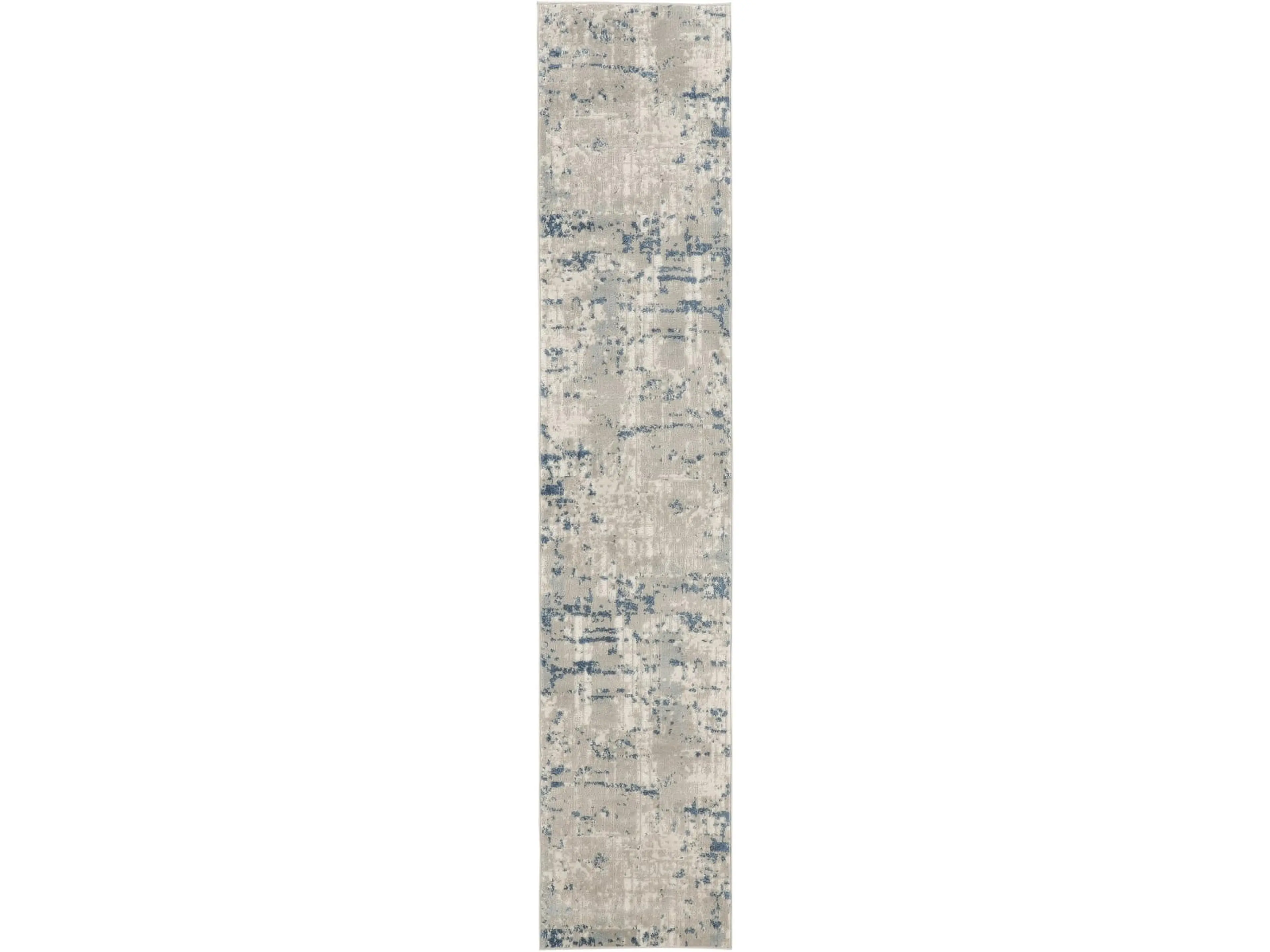 HomeRoots 527675 Abstract Power-Loom Modern Runner Rug, 10 ft (26" h x 120" w x 0.32" d), Blue & Gray Polypropylene-Polyester Blend Indoor Home Decorative Rug
