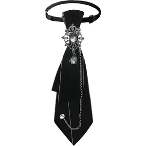 *Z-HDW43   Bow Tie for Women, Adjustable Pre-Tied Ties for Women Girls Uniform Necktie with Gothic Rhinestone for Party School