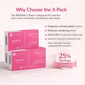 RENOVA Feminine Health - Hyaluronic Acid Moisturizing Suppository 3 PACK - Woman Owned - for vaginal dryness and Odor control - Paraben-Free and Cruelty-Free - 10 count Comfort Moisturizer Vaginitis Relief Night