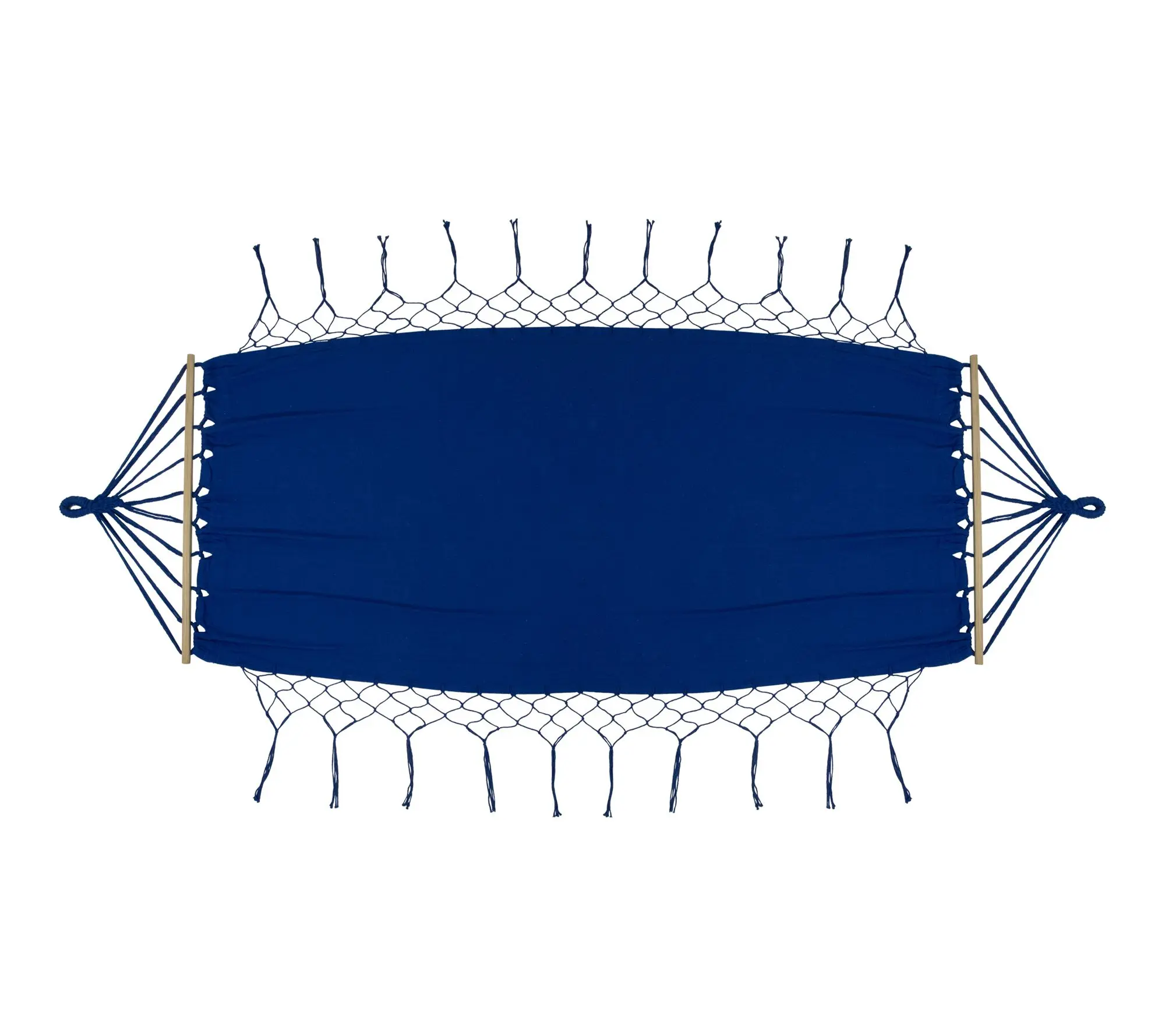 Northlight Hammock Netted Fringe & Wooden Bars 100" x 41" Navy