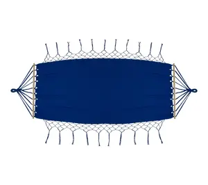 Northlight Hammock Netted Fringe & Wooden Bars 100" x 41" Navy