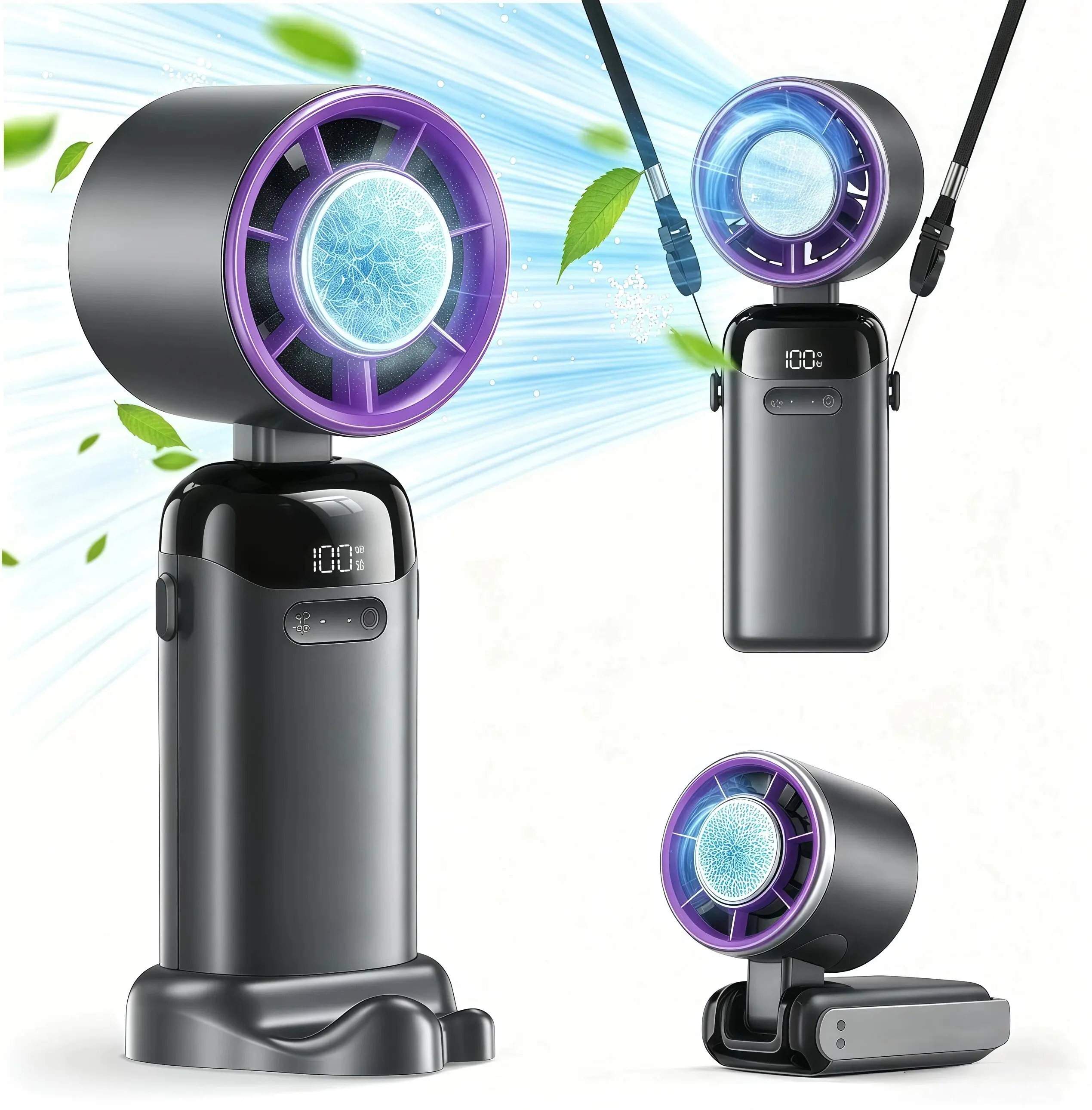 Portable Cooling Fan,Mini Portable Handheld Fan 4-in-1 Rechargeable 3000mAh Battery,1 Count USB Rechargeable,199 Adjustable Levels Foldable Mini Fan,Small Personal Fan for Women's Makeup, Student Carry Fan, Outdoor, Travel, Office and Bedroom