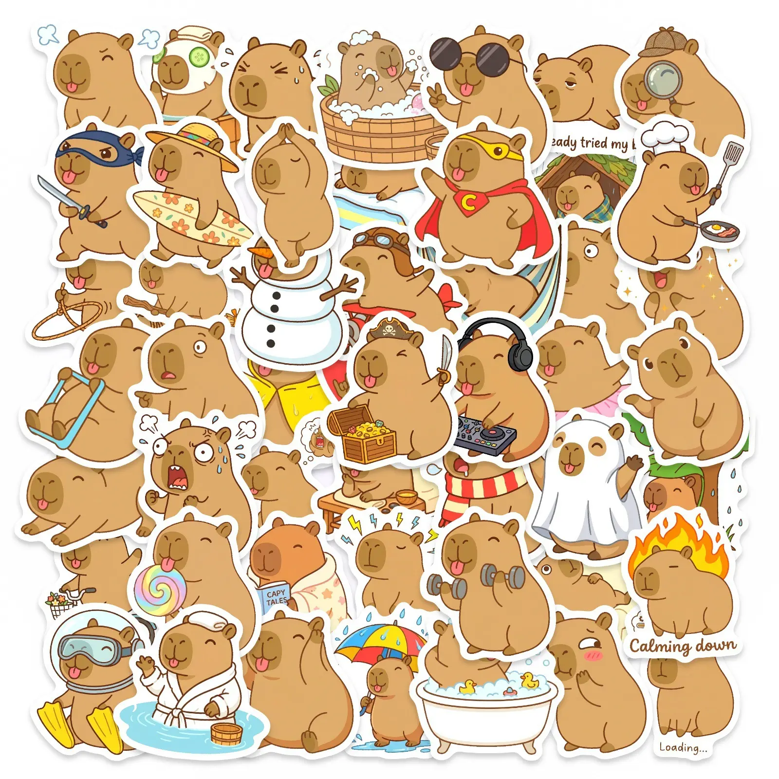50 Adorable Capybara-themed Stickers, Suitable for Scrapbooks, Diaries, Laptops, Water Bottles, Cars, and Other Faith-based Designs—perfect Gifts with Positive Messages.
