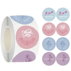 500 Sheets/roll Fresh Floral Thank You Stickers, Round Label, Holiday Wedding Gift Tags, Thank You Sealing Labels, Perfect for Gifts and Events