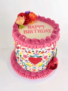 Uppercased Happy Birthday Cake Stencil