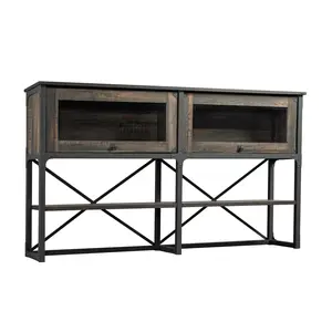 Sauder Foundry Road Hutch - Industrial Multi-functional Storage with Adjustable Shelves & Hidden Compartments