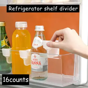 16 Counts Fridge Drawer Divider, Translucent Space Allocator, No-Tool Install Drawer & Cabinet Organizer