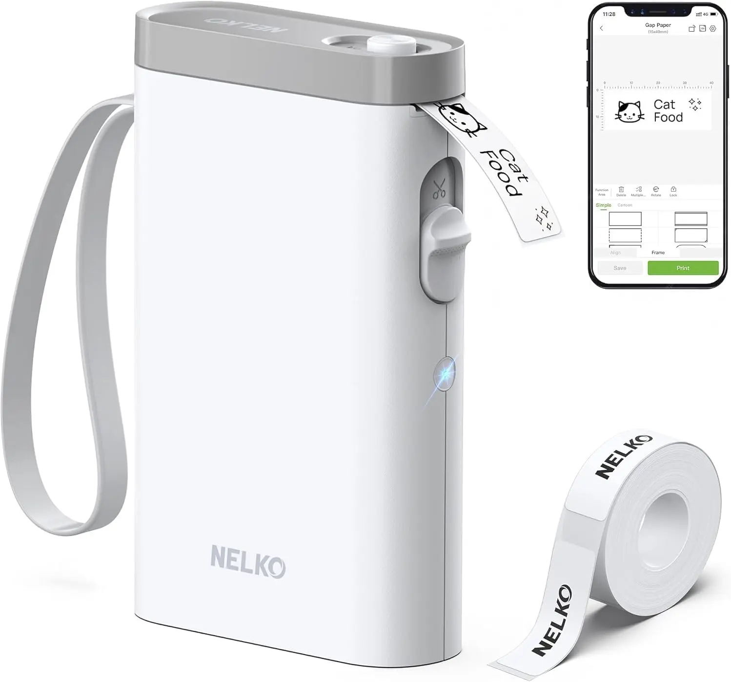Bluetooth Label Maker Machine with Tape Portable Thermal Label Printer Creative App Multiple Templates Inkless Sticker Printer Built in Tape Cutter Organization Printing Device for Office School Teacher Supplies Pantry Home White