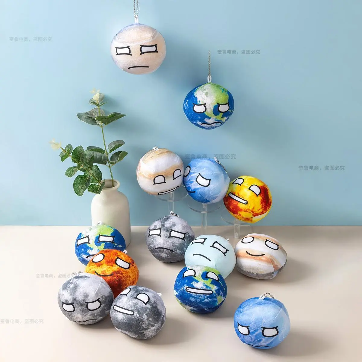 10cm Planet Plush Toy Set - Plush Fabric Planets (Earth, Moon, Sun, Mars, Venus, Jupiter, Saturn, Neptune) - Cognitive Polandball Stuffed Dolls for Home Decor Statues & Figurines, Planets Set