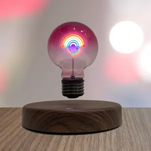 Magnetic Levitation LED Desk Lamp with Rainbow Effect 360 Degree Rotating Night Light for Home Office Decor Unique Gift Idea