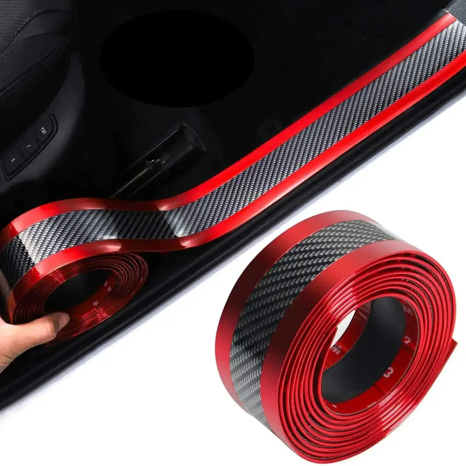 Carbon Fiber Car Door Sill Protector, Door Sill Bumper Spoiler Anti-collision Sticker, Universal Car Accessories for Car, SUV, Truck