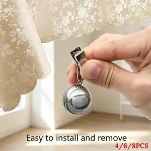 4/6/8pcs Curtain Tablecloth Weights, Stainless Steel Balls with Clip, Tabletop Stable Grip Clip for Home Use, Outdoor, Camping, Weddings, Picnics