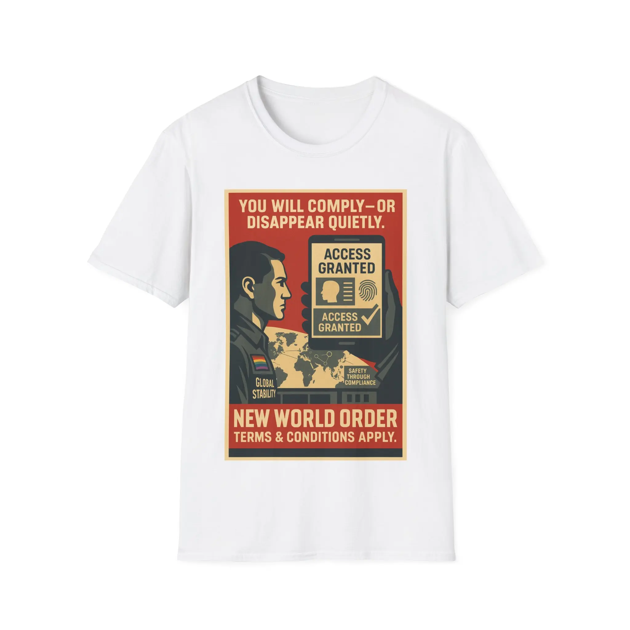 New World Order Shirt, Global Surveillance Compliance Graphic Tee, Anti Tyranny Dystopian Political Shirt, Digital ID Control Warning