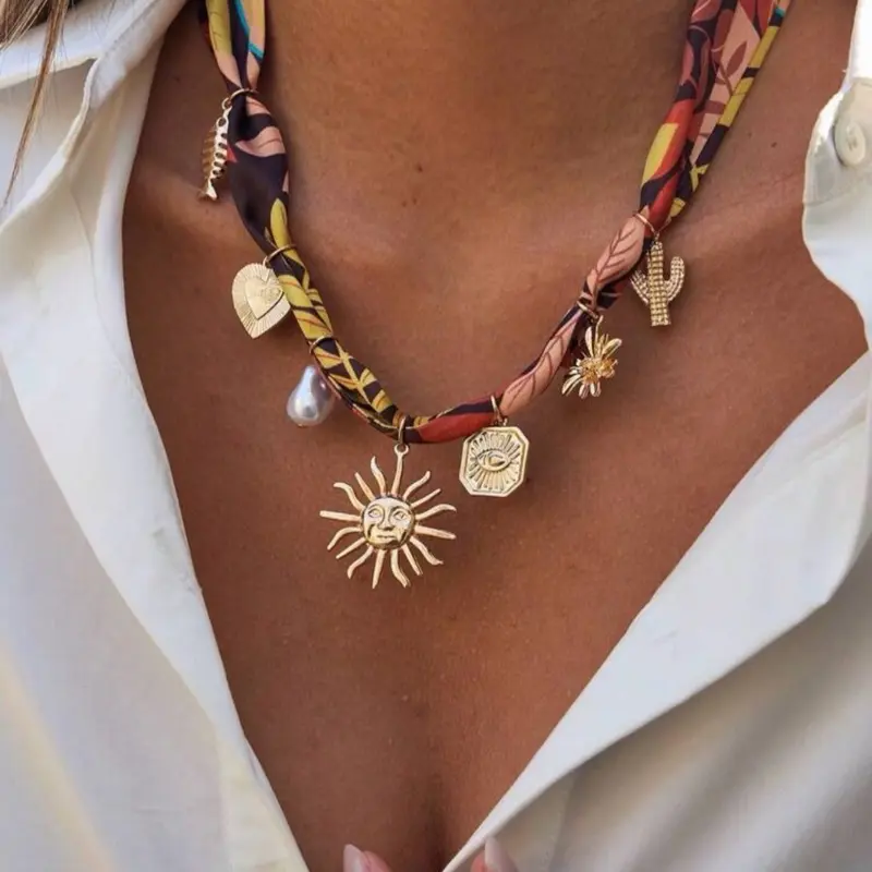 Scarf Style Necklace with Charms