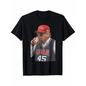 Donald Trump 'Frat' Graphic Print Crew Neck T-Shirt for Men - 100% Cotton Soft Tee with Bold Political Design