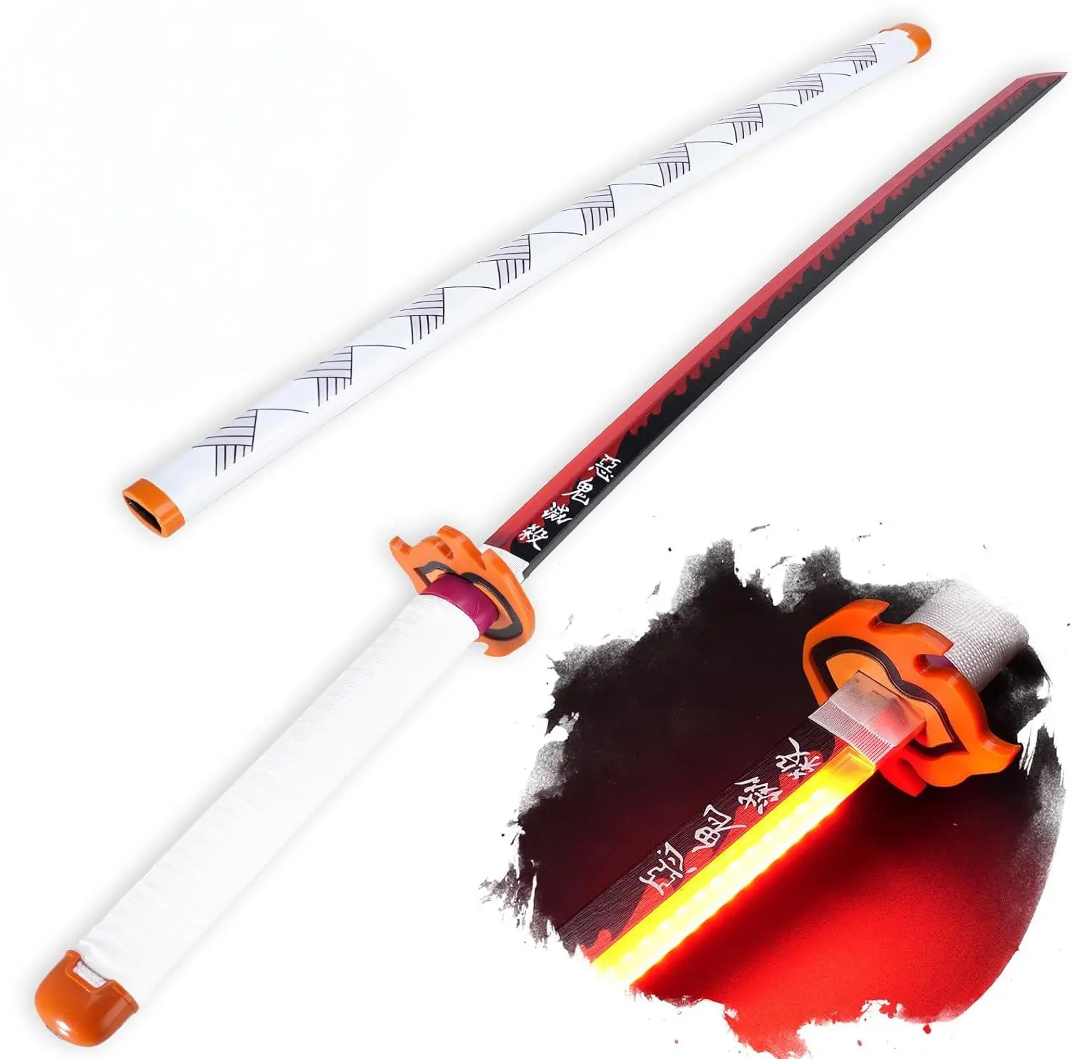 Swords Republic Light-Up Demon Slayer Katana 41 Inch Collectible Gift with Rechargeable USB Lightsaber Retractable Neopixel Lightsaber & Supplier Warranty