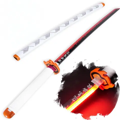 Swords Republic Light-Up Demon Slayer Katana 41 Inch Collectible Gift with Rechargeable USB Lightsaber Retractable Neopixel Lightsaber & Supplier Warranty
